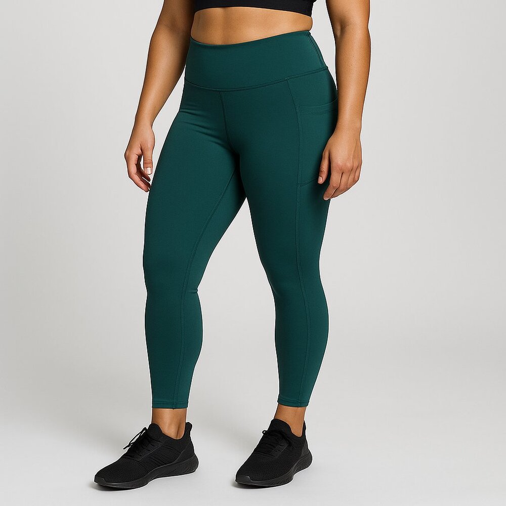 Marika High-Waisted Active Leggings w/ Pockets – Teal Green – Size M